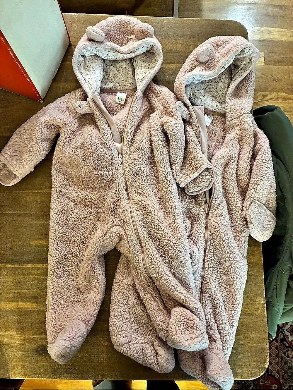 Two Carters Baby Sherpa-Lined Hooded One-Piece Pink Footie